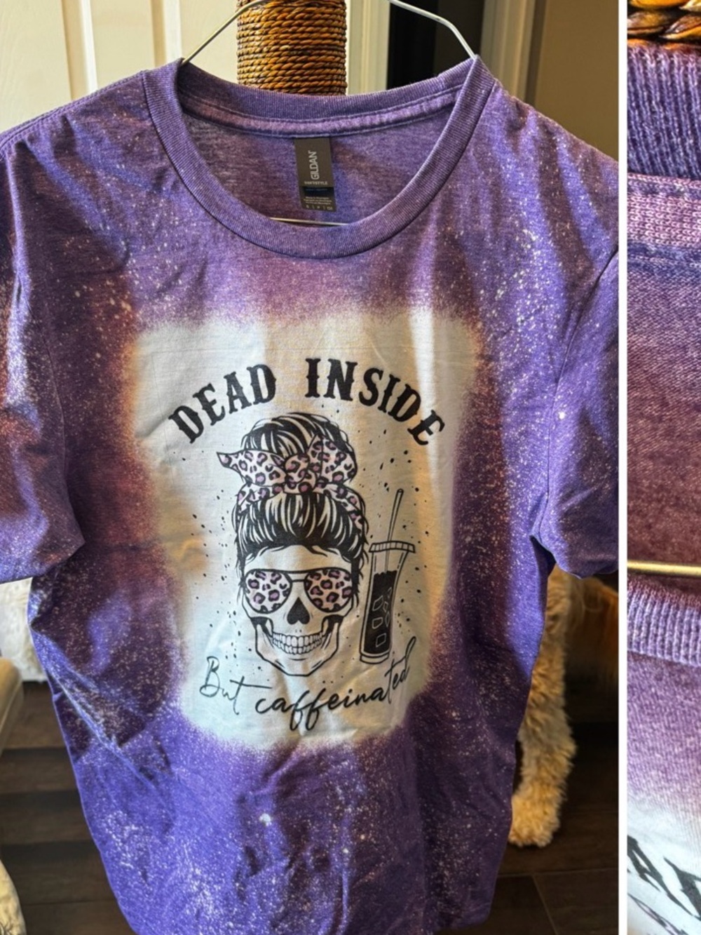 Dead inside but caffeinated bleached tee